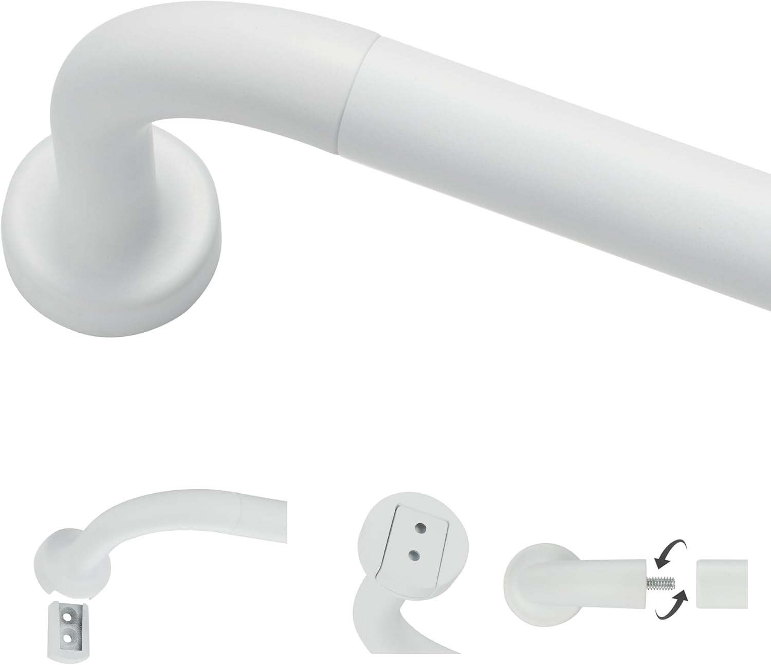 Matte White Curtain Rods 28-48 Inches Single Rod