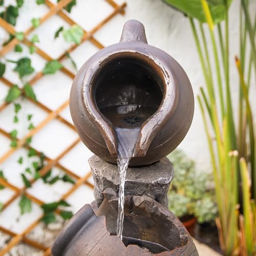 4567 In Tall Water Fountain With 5 Tier Planter Pot