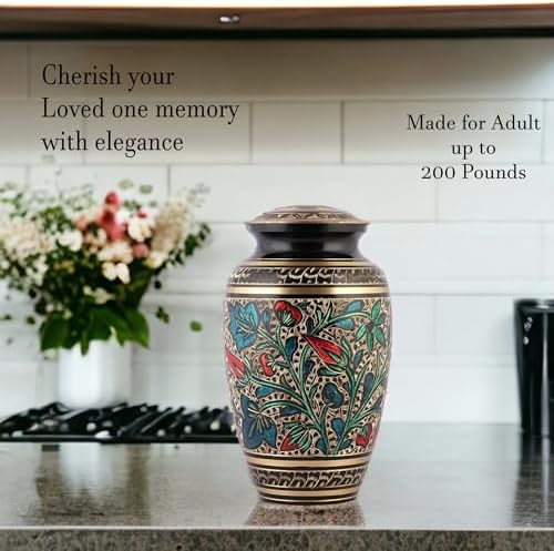 Brass Hand-Painted Urn for Adult Ashes Large Capacity