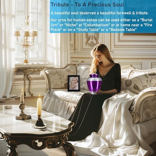 M MEILINXU Purple Large Personalized Urn for Human Ashes