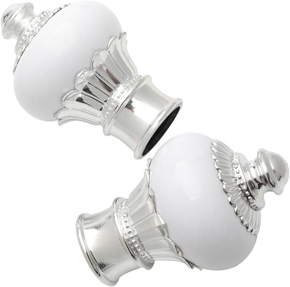 GORGECRAFT 2Pcs White Petal Curtain Rod Ends