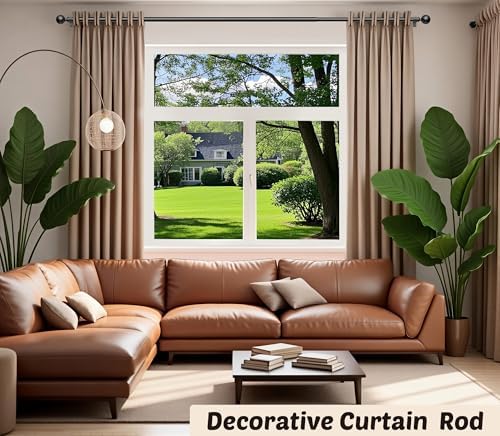 BloomFlower 118 Inch Adjustable Curtain Rods with Black Finials