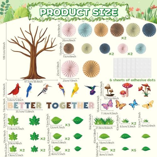 Boho Classroom Tree Bulletin Board Set with 3D Fans