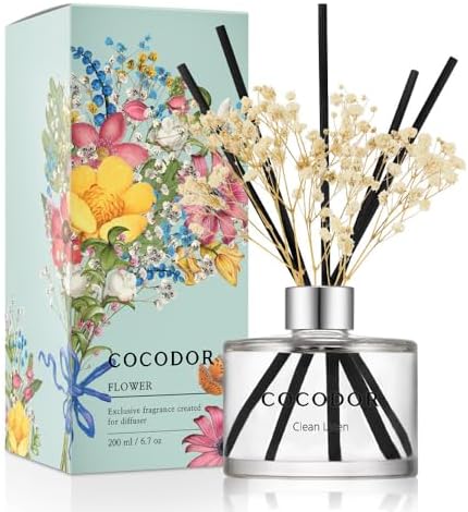 Cocodor Flower Reed Diffuser Set 67oz Clean Linen