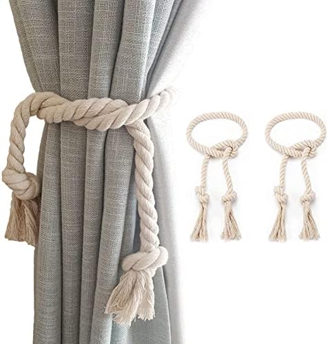 Curtain Tiebacks 2Pack Beige Handmade Rural Decor