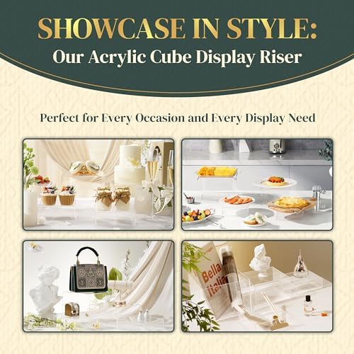 Set of 4 Acrylic Cube Display Box Risers