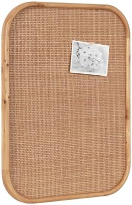Kate and Laurel Rattan Wall Pinboard 20x26 Natural Wood Boho