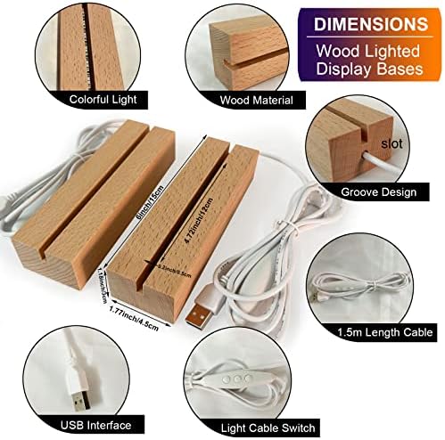 2PCS 6 Inch Wooden LED Display Pedestal