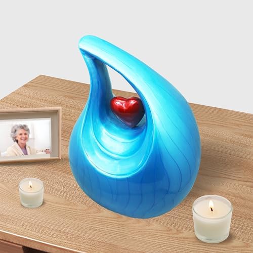 M Meilin Xu Teardrop Cremation Urn Large Red Heart