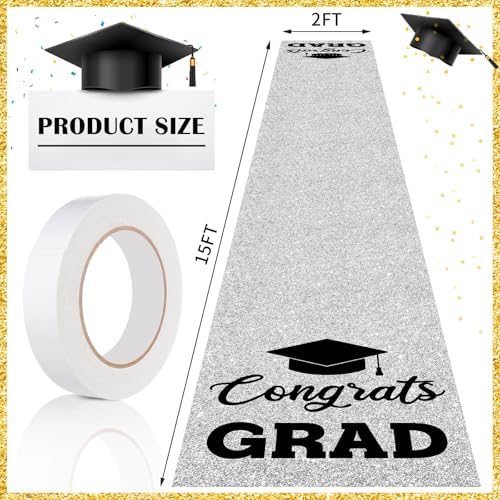 Glitter Silver Graduation Carpet Runner 2ft x15ft