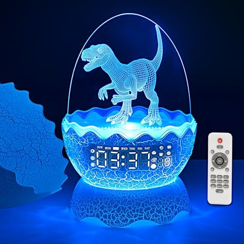 Dinosaur Night Light with Alarm Clock and Bluetooth Speaker