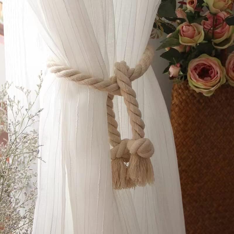 Curtain Tiebacks 2Pack Beige Handmade Rural Decor