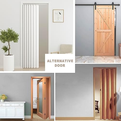 Vatge Pleated Folding Curtains for Doorway - White W52 x L78