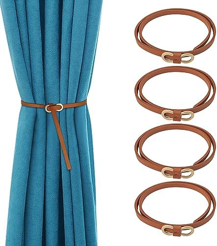 4 pcs Leather Curtain Holdbacks with Metal Buckle