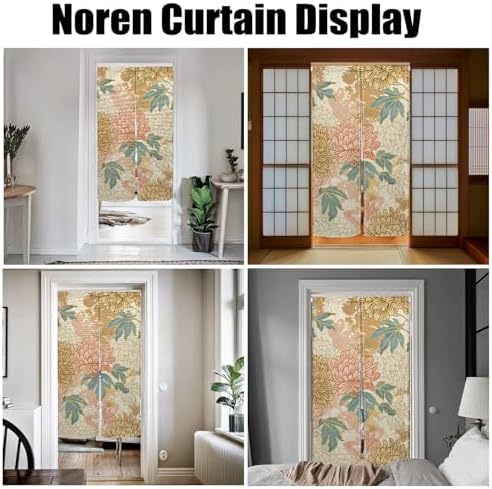 Boho Style Noren Japanese Door Curtain Panel with Flowers