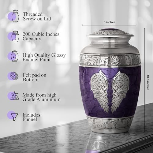 Stonlif Angel Wings Cremation Urn - Purple Large