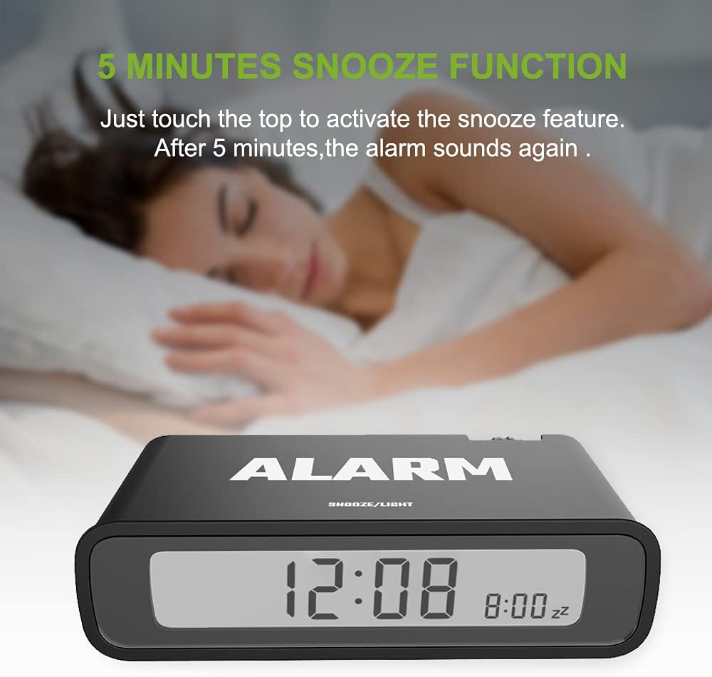 BALDR Digital Alarm Clock Reversible LCD White Black