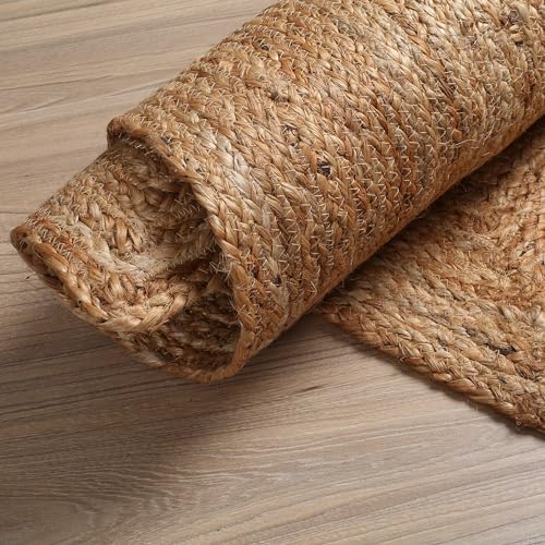 Natural Jute Rug 2x3 Ft Handmade for Livingroom Bedroom