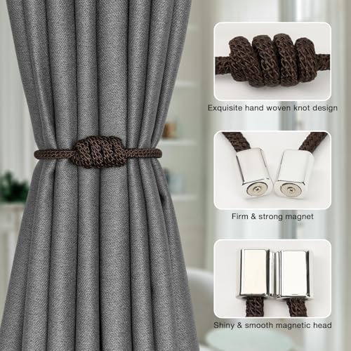 NICEEC 4 Pack Magnetic Curtain Tiebacks Modern Elegant Design
