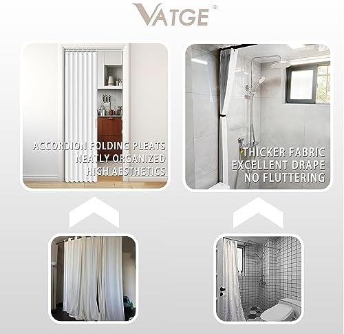Vatge Pleated Folding Curtains for Doorway - White W52 x L78