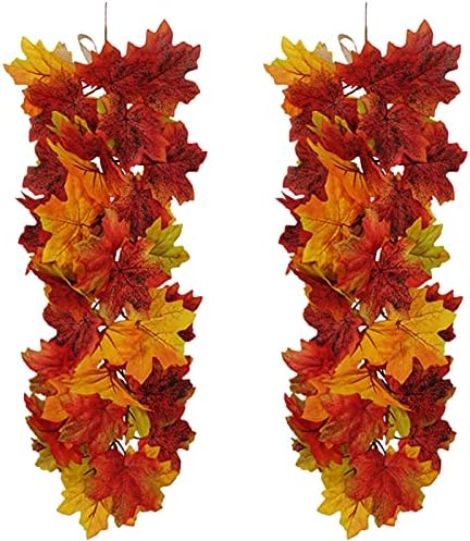MSUIINT Fall Maple Leaf Swag Garland Wall Decor 2Pcs