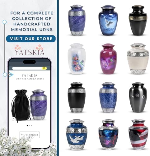 Yatskia Black Large Metal Urn for Adult Ashes