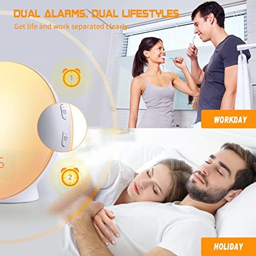 Sinopeace Sunrise Alarm Clock with Dual Alarms and Charging Port