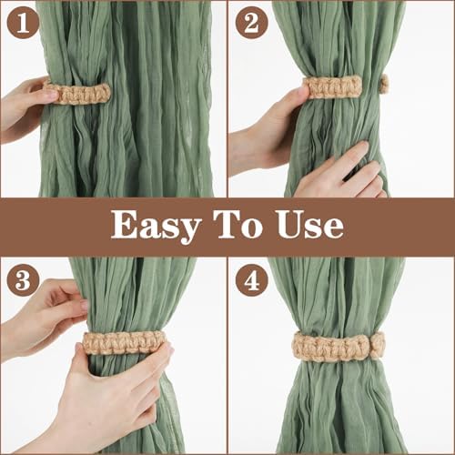 4 PCS Boho Rope Curtain Holdbacks Rustic Farmhouse Decor