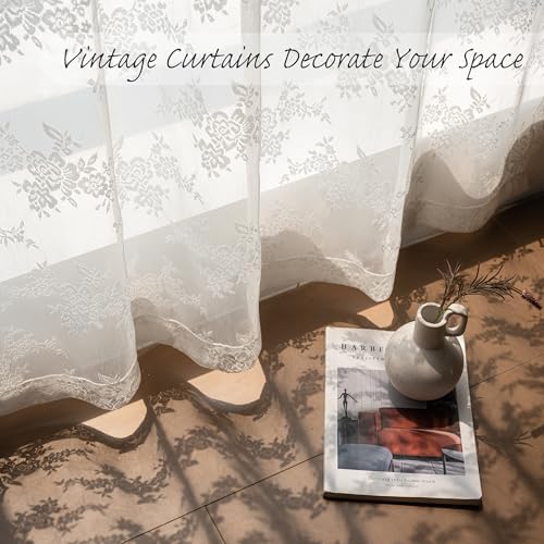 MEETSKY 84 Inch White Sheer Curtains 2 Panels