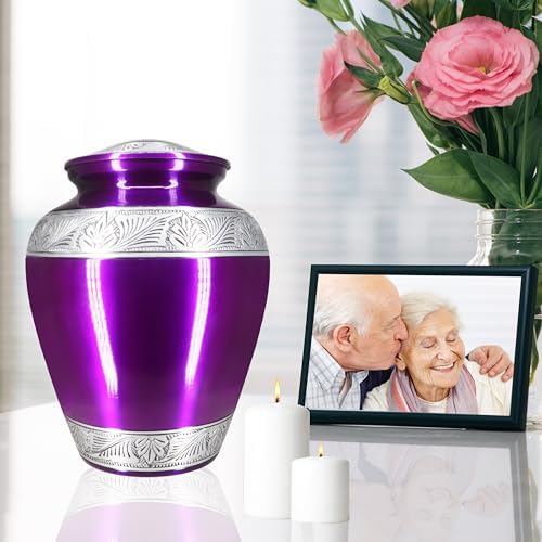 M MEILINXU Purple Large Personalized Urn for Human Ashes