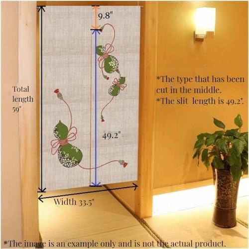 Noren Door Curtain with Sakura and Cat Design 335x59