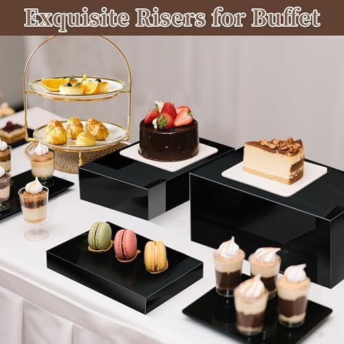 Vynium Extra Large Buffet Risers Set White Acrylic 10 12 14 Inches