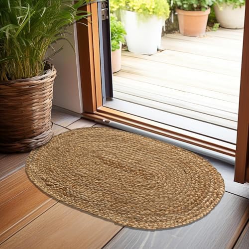 Chardin Home Hand Woven Jute Braided Rug 18x30 Inch Oval