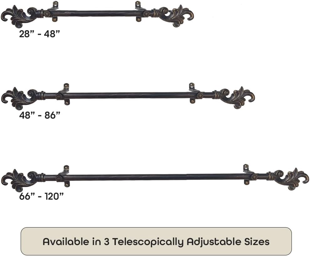 ACHIM Metallo Regal Black Decorative Rod 28-48 Inch