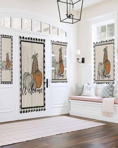 Door Curtains for Privacy 54x40 Sheer Panel with Tiebacks