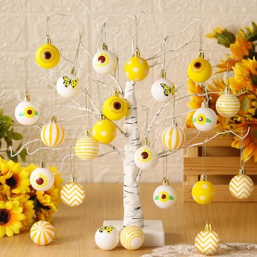 Barydat 24 Pcs Yellow Sunflower Hanging Decorations