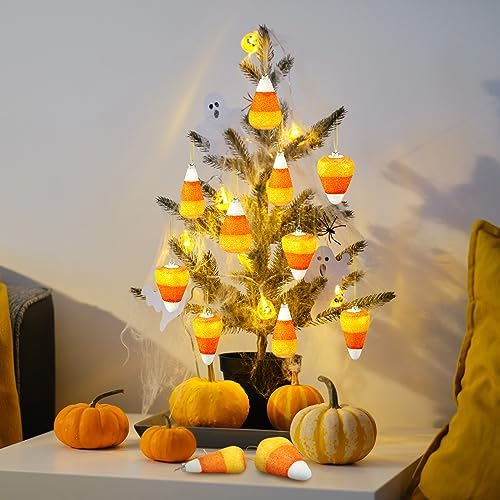 12 Pcs Halloween 3D Glitter Candy Corn Hanging Ornaments
