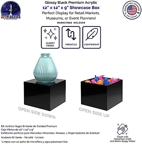 12 Inch Acrylic Riser Display Box with One Open Side