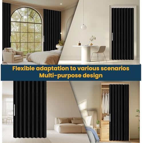 AJAZZ Blackout Sliding Door Curtains 72W x 79L Black 1 Pack