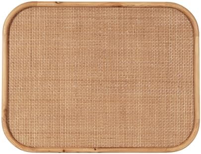 Kate and Laurel Rattan Wall Pinboard 20x26 Natural Wood Boho