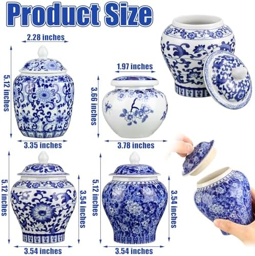 Hushee Classic Blue and White Vase Set 4 Pcs