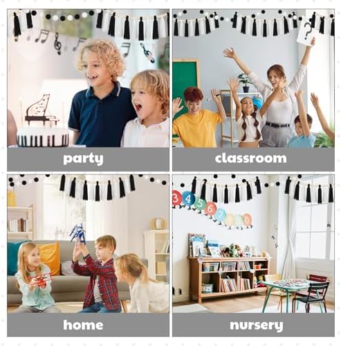 3 Pcs Black and White Tassel Garland Decor