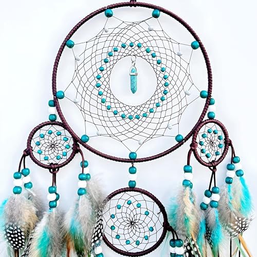 Handmade Woven Turquoise Dream Catcher Wall Hanging Decor