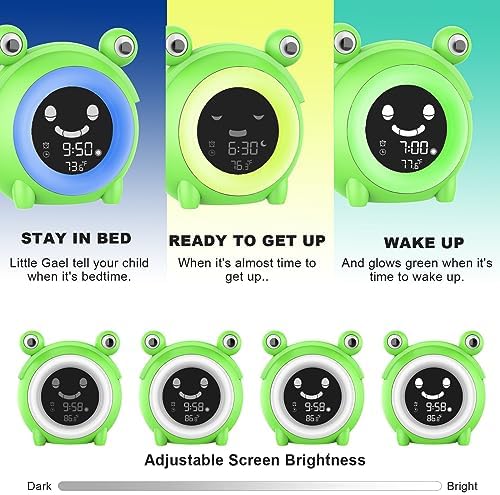Wisoee Kids Sleep Training Alarm Clock with Night Light and Sound Machine