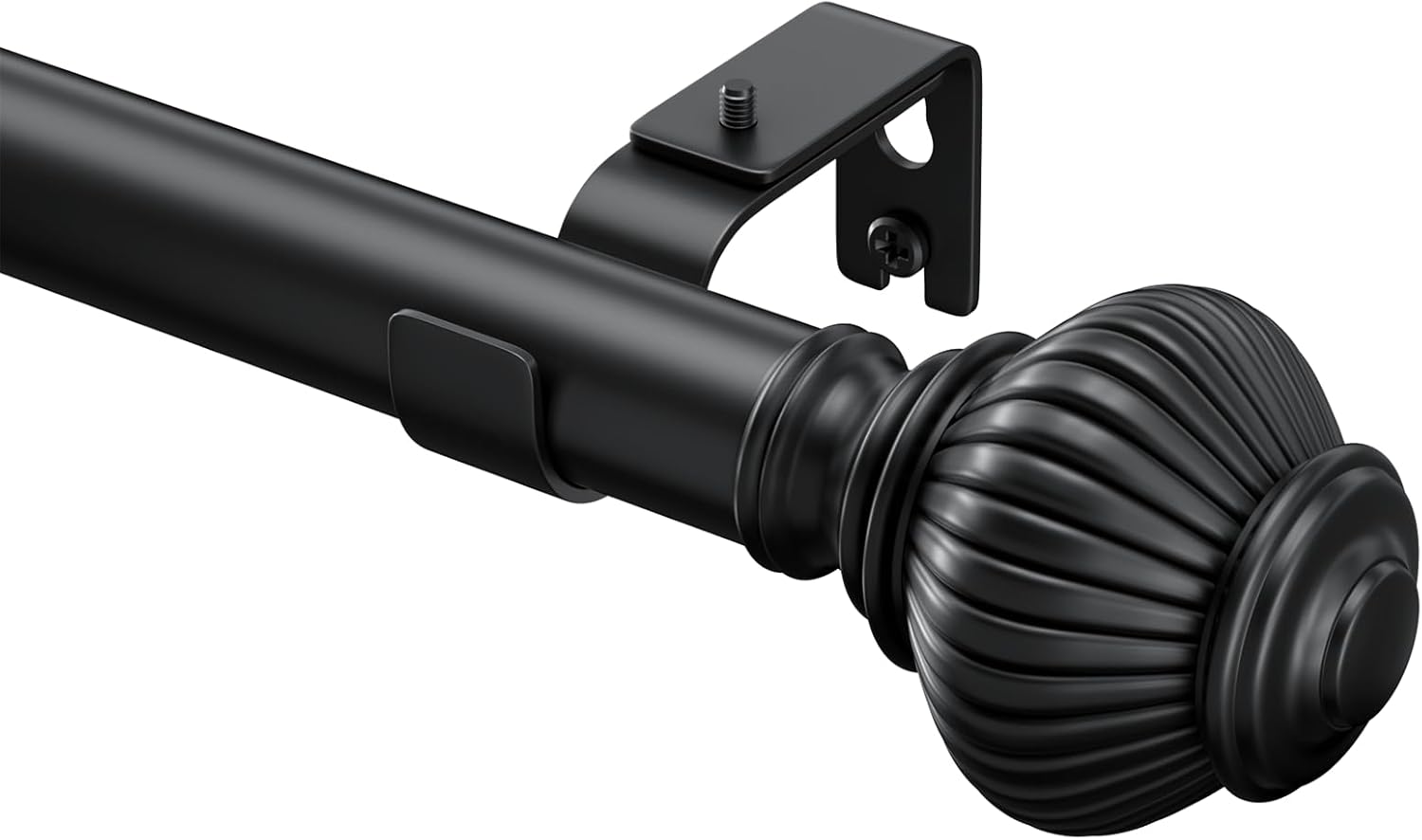 Black Curtain Rod with Lantern Ball Finials 30-45 Inch