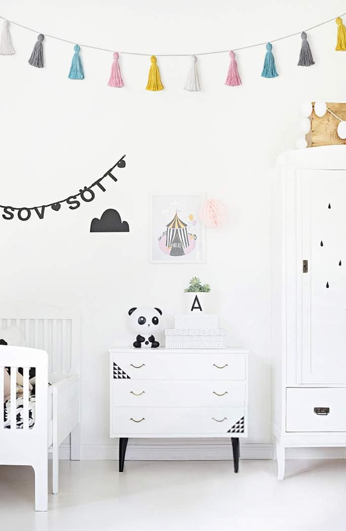 Mkono 2 Pack Tassel Garland Pastel Wall Decor