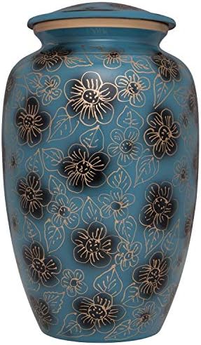 Blue Elephant Cremation Urn - Floral Indian Design