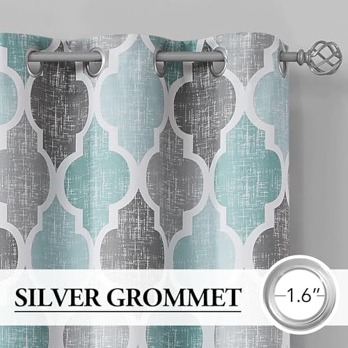 Beauoop Blackout Curtains 50x84 2 Panels Aqua Grey