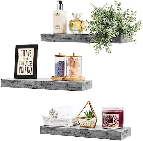 Sorbus Floating Shelves Wall Mount Gray 3 Pack