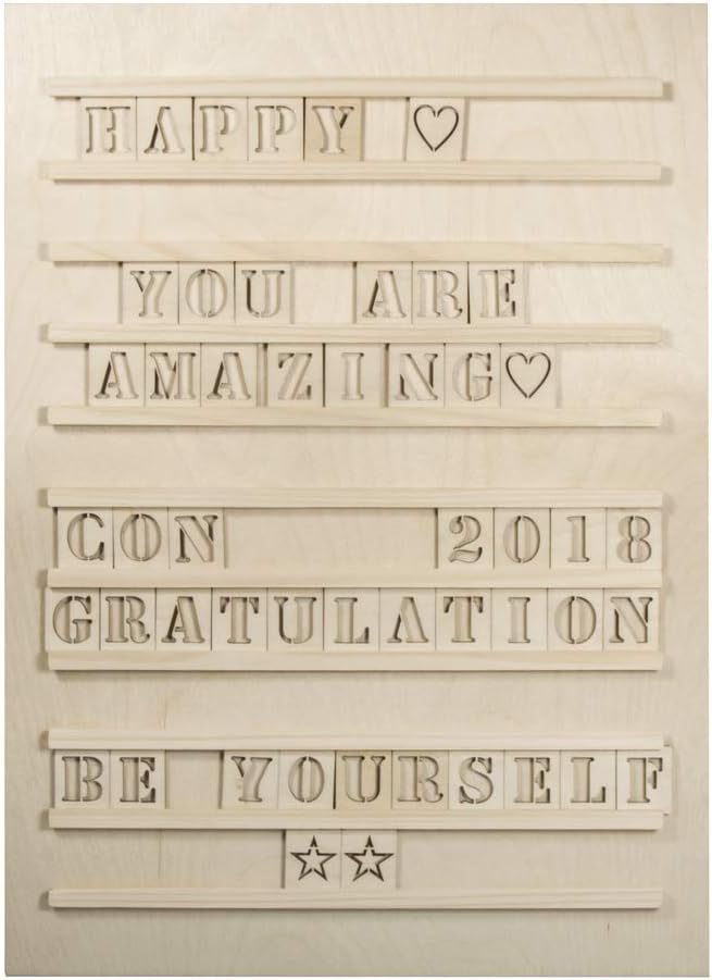 Rayher Wooden Memo Board 30x42cm Natural with 96 Letters Numbers Symbols
